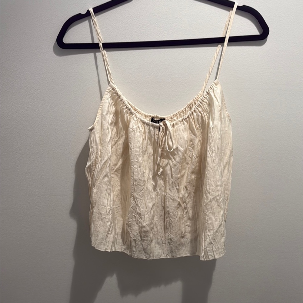 J. Crew Cream Camisole with Smocked Tie Front